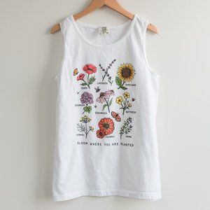 Wholesome Culture Flower and Herb White Womens Tank Top Size Small
